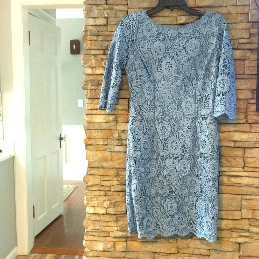 Blue Lulu’s dress floral lace overlay